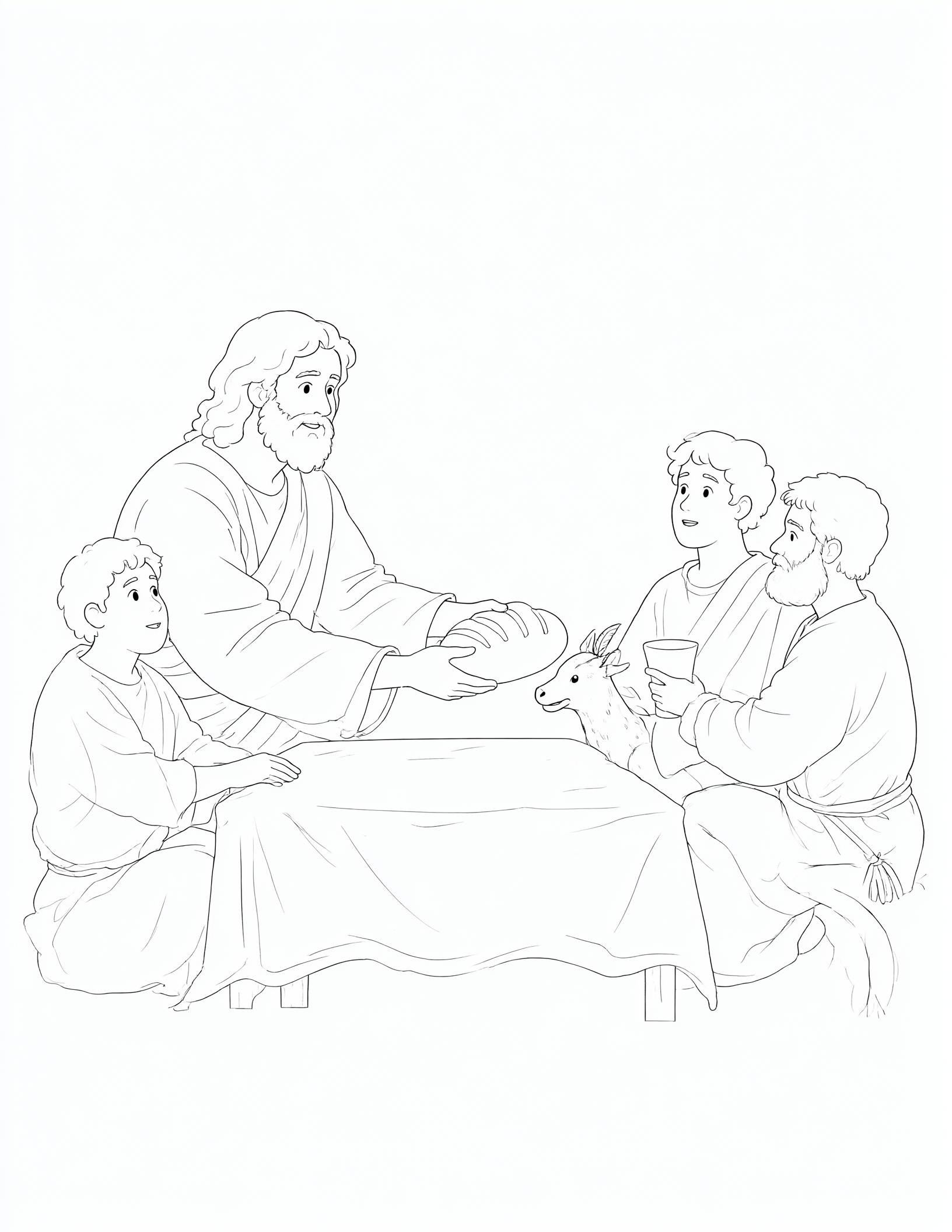 Jesus Shares Bread at Supper