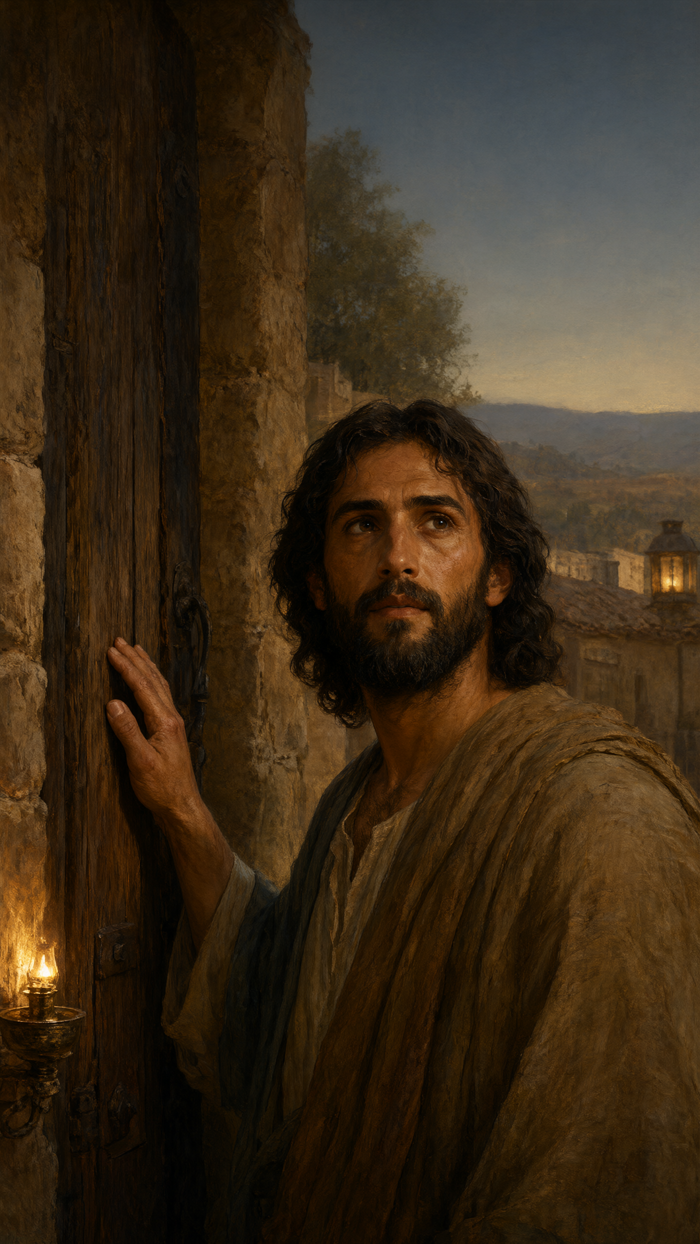 At the Door with Warm Light