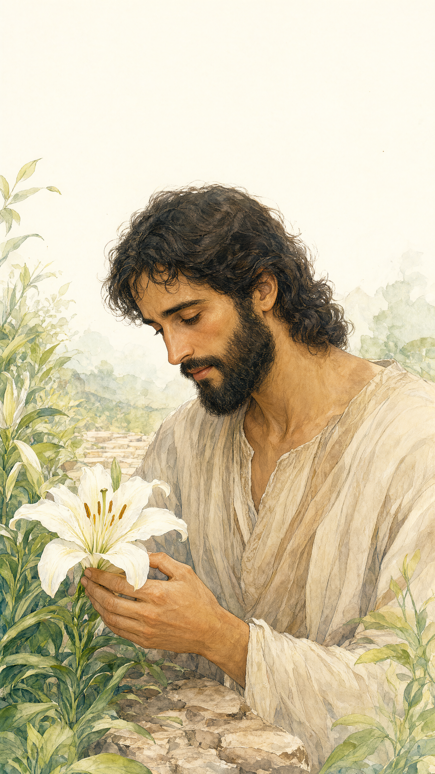 Lilies beneath His Hand