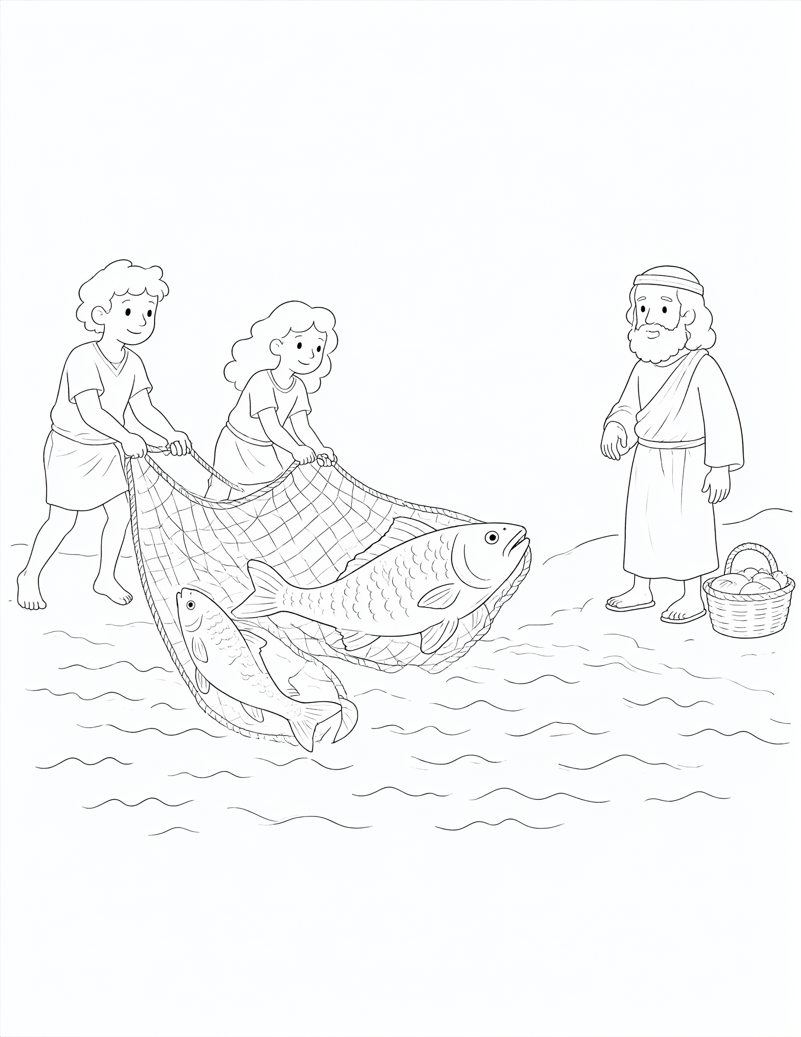 A Net Full of Fish at Daybreak