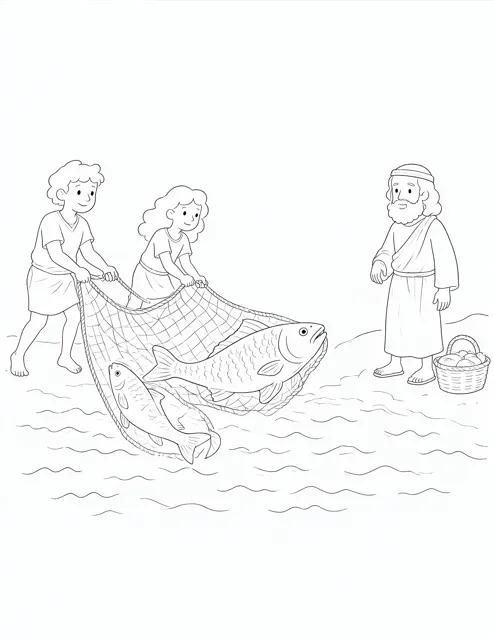 A Net Full of Fish at Daybreak