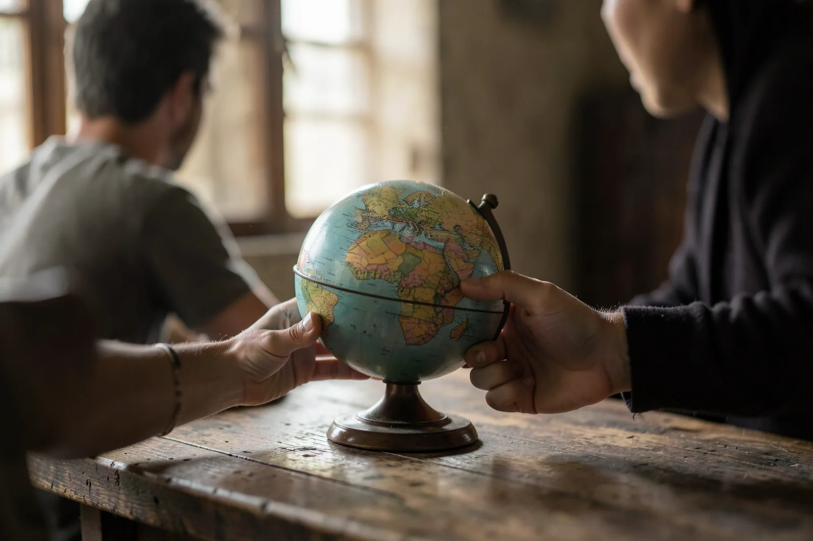 Hands Turning a Globe